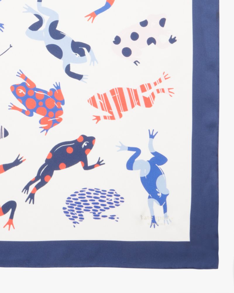Kate Spade,Frogs Silk Square Scarf,Silk,Square,Piping,Casual,
