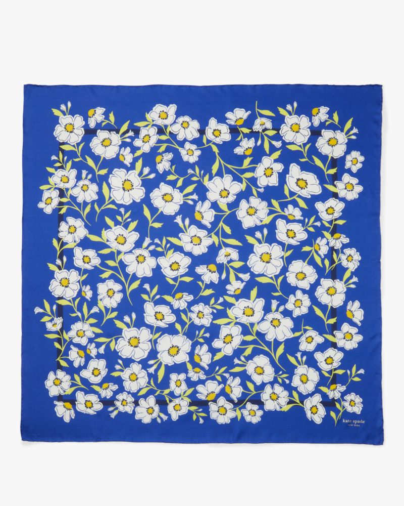 Kate Spade,Sunshine Floral Silk Square Scarf,Navy