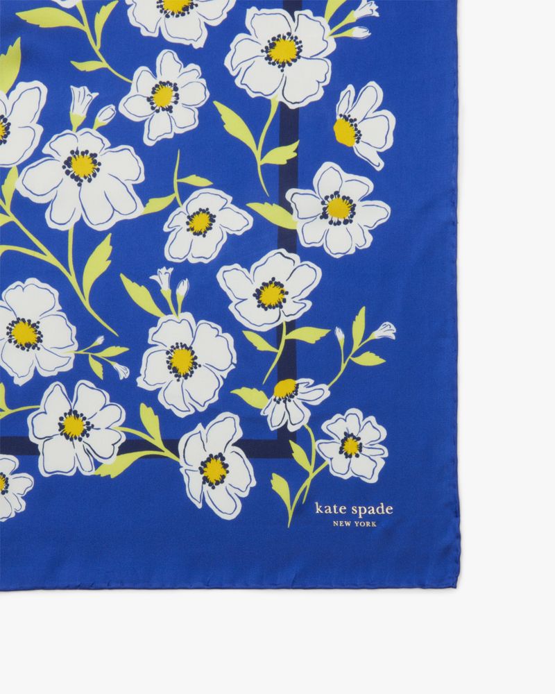 Kate Spade,Sunshine Floral Silk Square Scarf,Navy