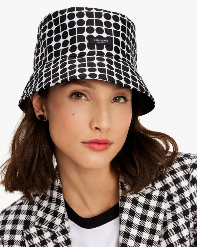 Kate Spade,Noel Reversible Bucket Hat,Cream Black