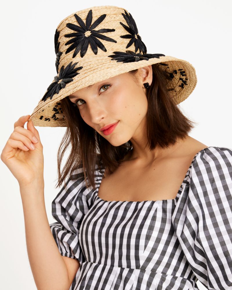 Kate Spade,Raffia Daisy Sunhat,Light Fawn