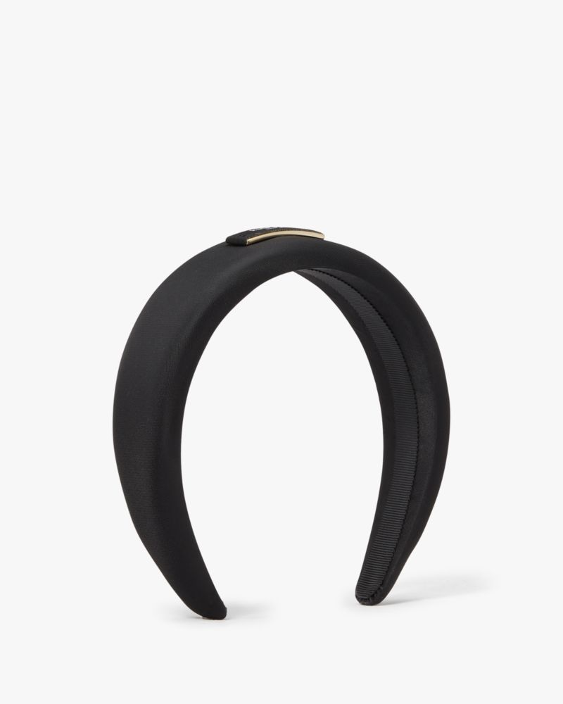 Kate Spade,Sam Label Headband,Nylon,Headband,Tag Embellishment,Logo,Gold Metal,Casual,Black