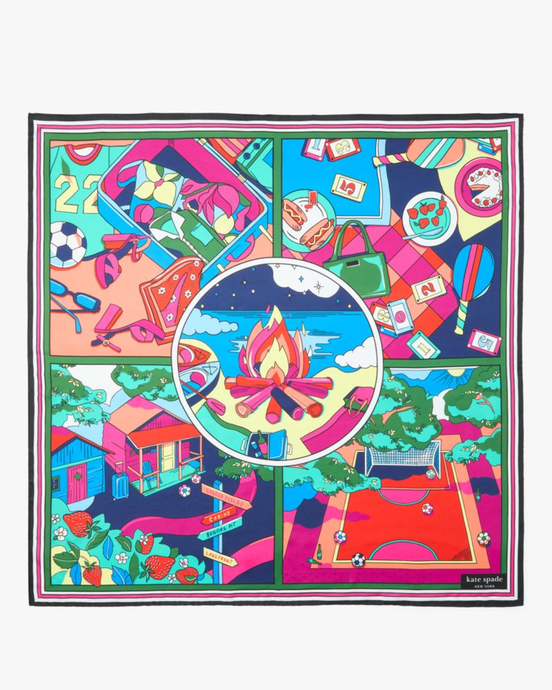 Kate Spade,Summer Scene Silk Square Scarf,Multi