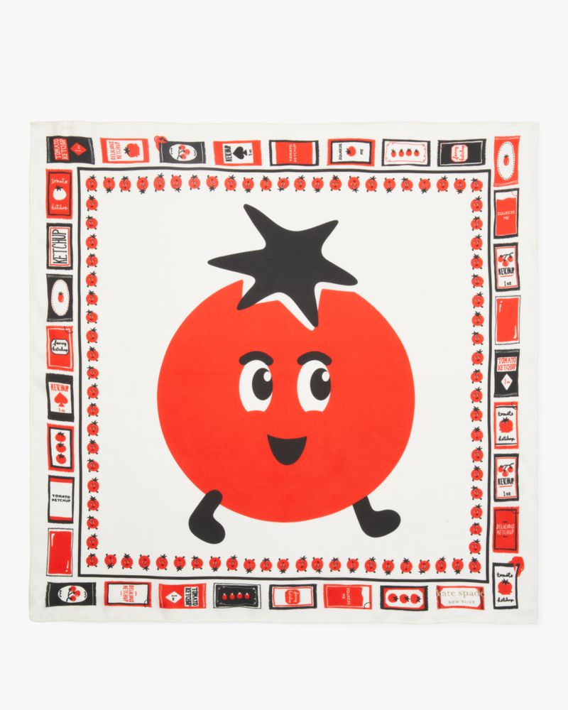 Kate Spade,Tomato Ketchup Silk Bandana,White