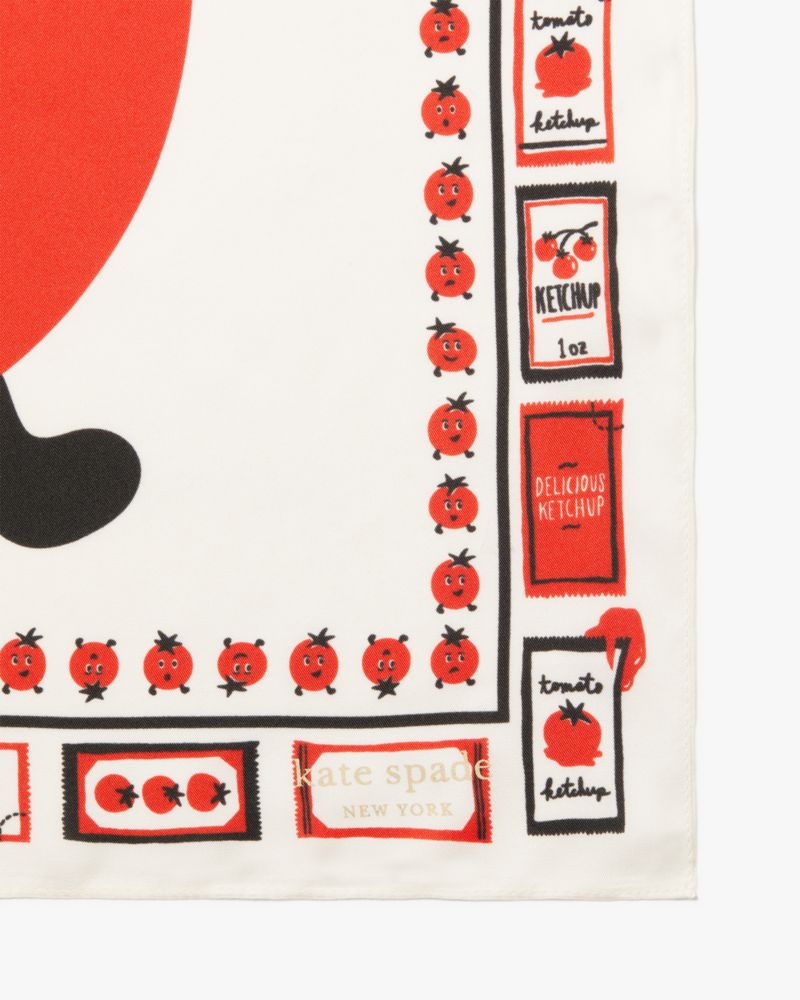 Kate Spade,Tomato Ketchup Silk Bandana,White