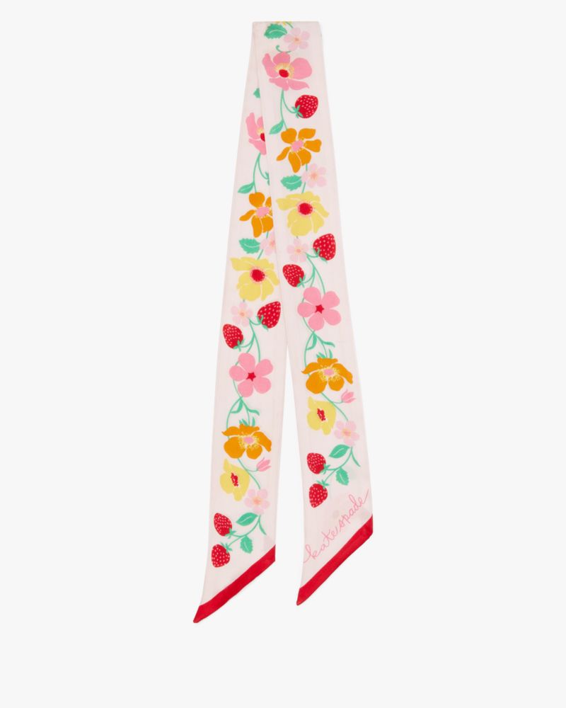 Kate Spade,Strawberry Garden Skinny Scarf,Light Rosebud