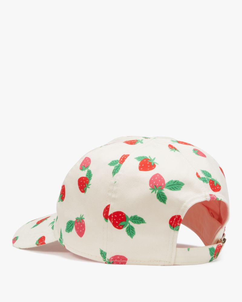 Kate Spade,Tossed Strawberry Baseball Hat,Cream