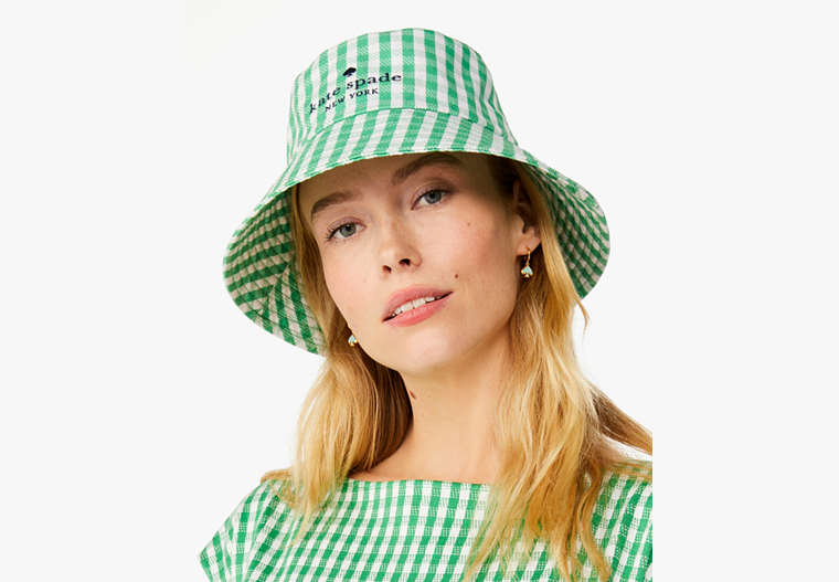 Kate Spade,Jazzy Gingham Bucket Hat,Fresh Greens image number 0