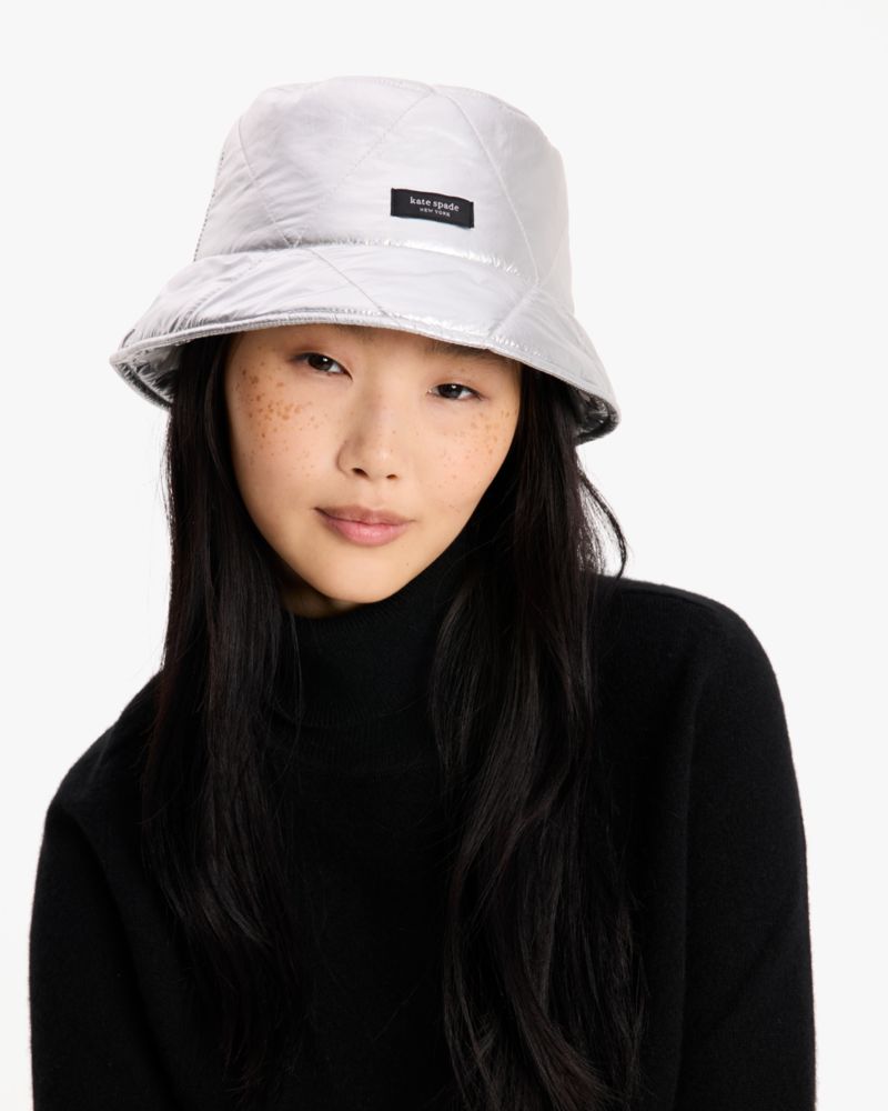 Kate Spade,Sam Quilted Metallic Bucket Hat,Metallic