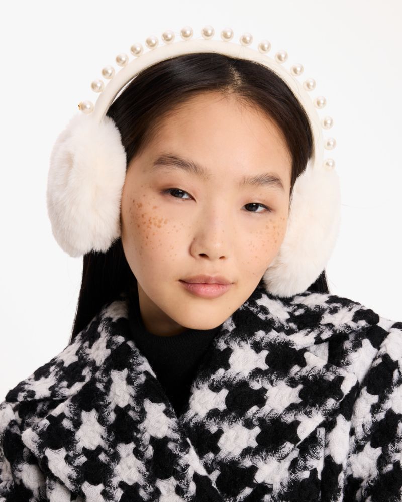 Kate Spade,Pearl Embellished Earmuffs,