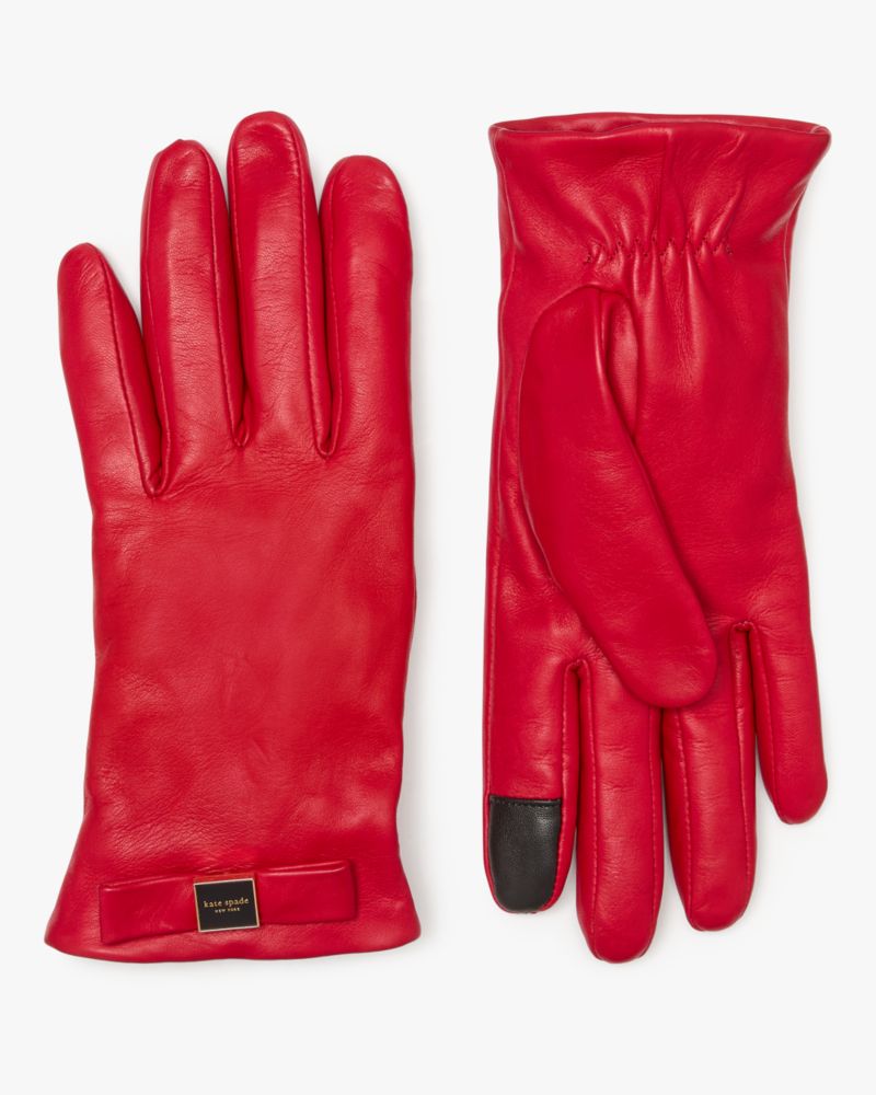 Kate Spade,Bow Ornament Leather Gloves,