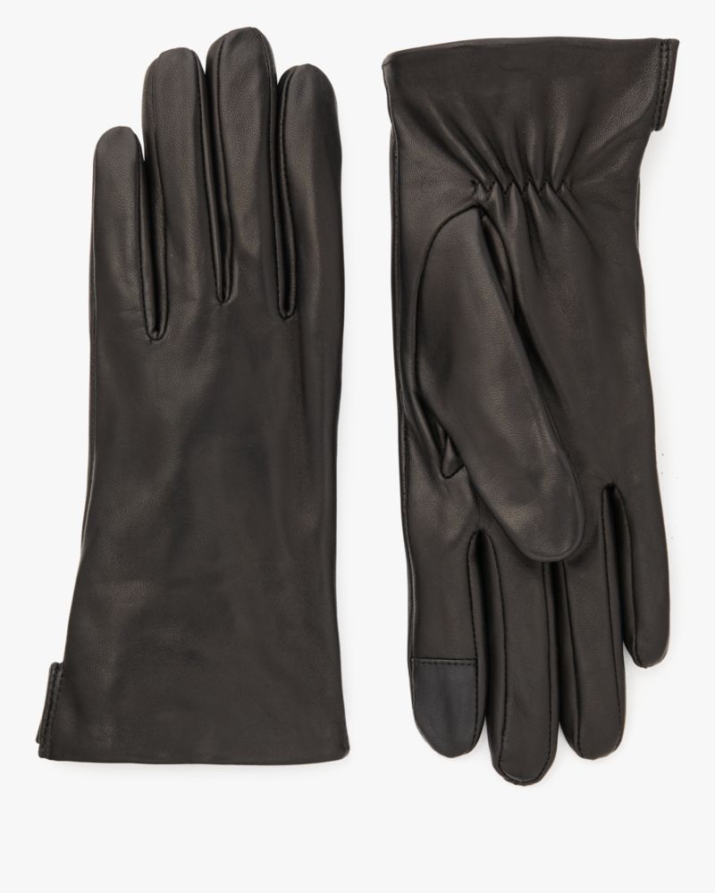 Kate Spade,Spade Logo Leather Gloves,