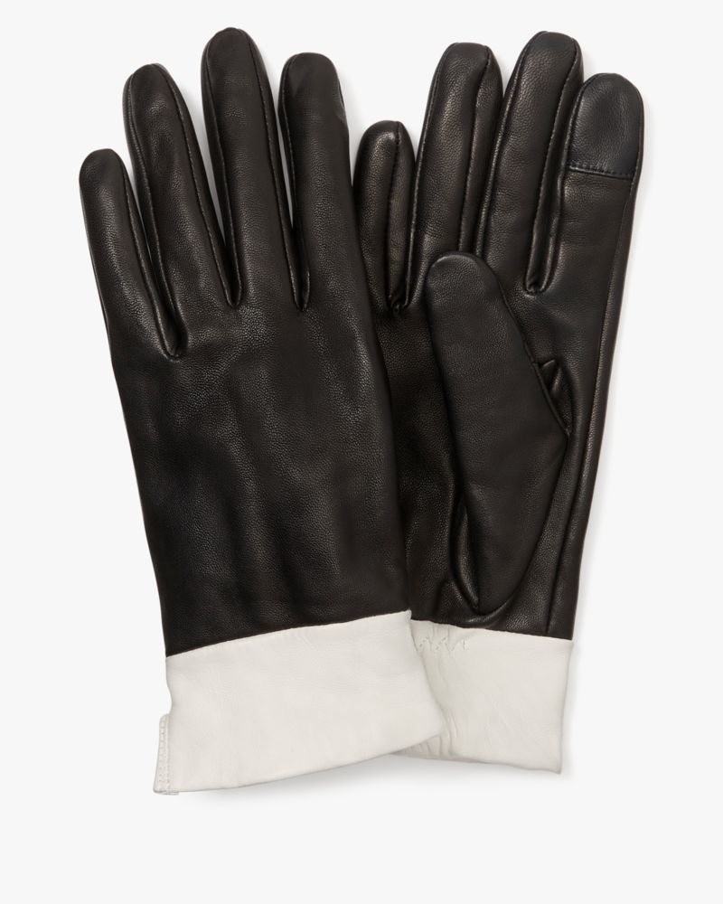 Kate Spade,Spade Logo Colorblock Leather Gloves,