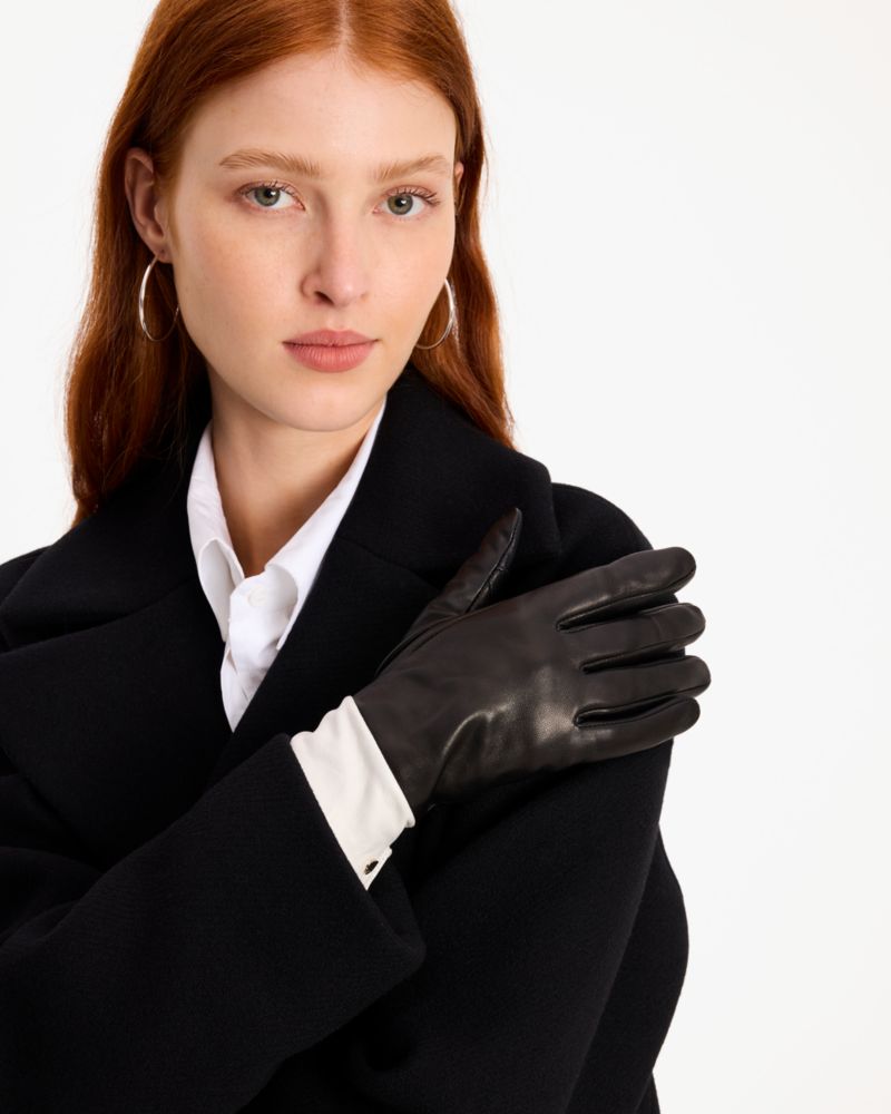 Kate Spade,Spade Logo Colorblock Leather Gloves,