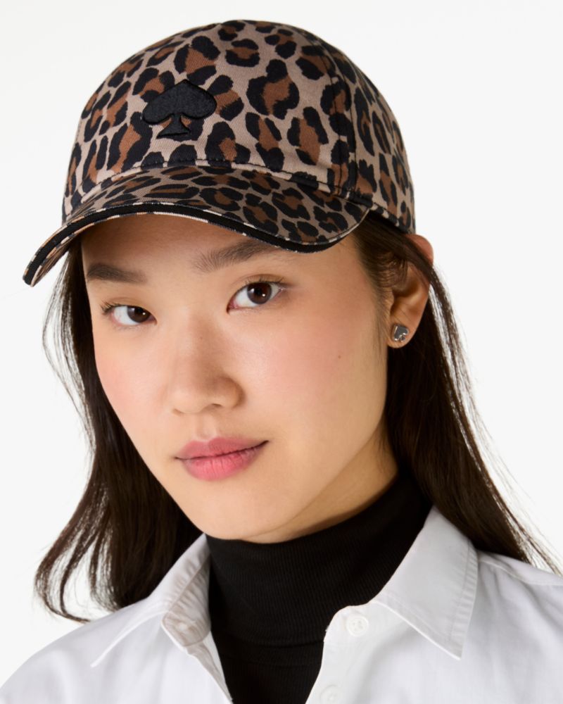 Kate Spade,Spotted Leopard Baseball Cap,Baseball Cap,Piping,Casual,Multi Color