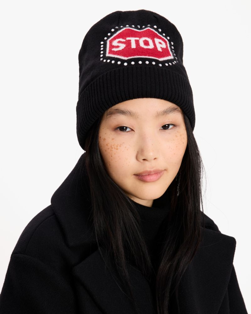 Kate Spade,トラフィック サイン ビーニー,ファッション小物,ブラック