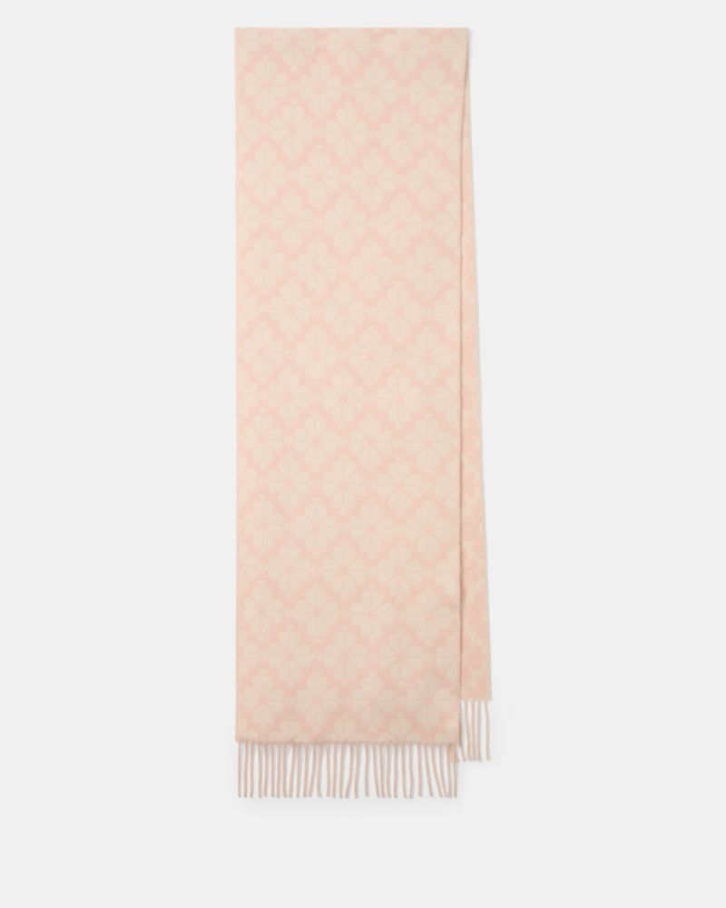 Kate Spade,Spade Flower Cashmere Scarf,Cashmere,Rectangle,Fringe,Casual,Beige