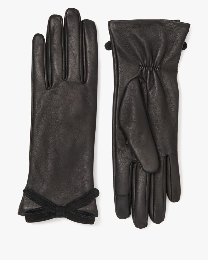 Kate Spade,Embellished Bow Leather Gloves,