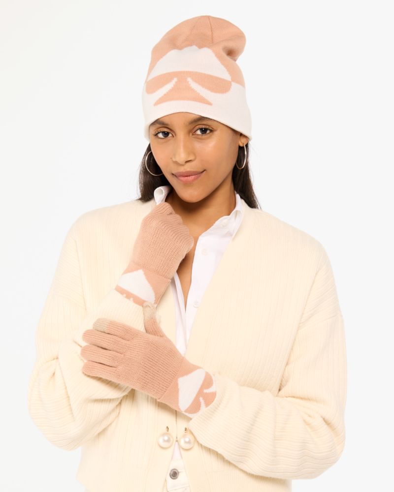 Kate Spade,Oversized Spade Beanie And Glove Set,