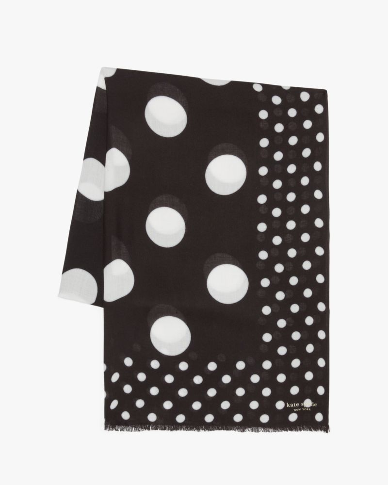 Kate Spade,Breezy Dot Oblong Scarf,Black