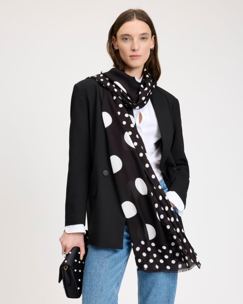 Kate Spade,Breezy Dot Oblong Scarf,Black