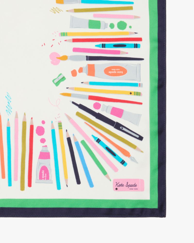 Kate Spade,Art Supplies Silk Bandana,White