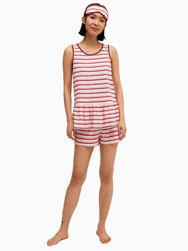 Kate Spade,sleeveless short pj set,sleepwear,Pink Stp