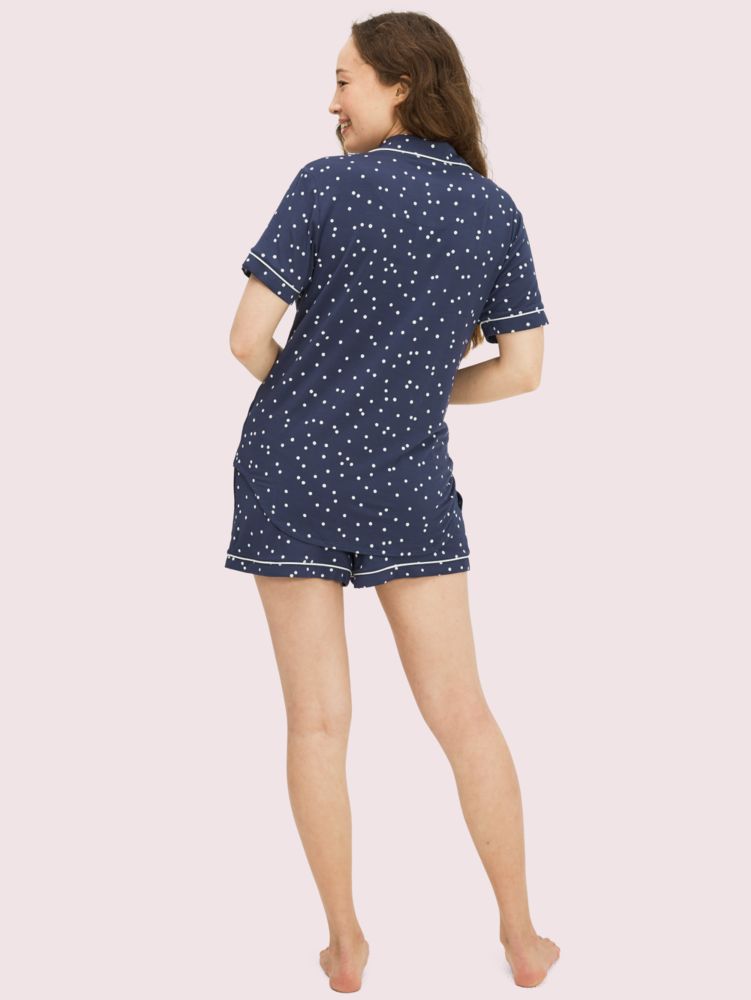 Kate Spade,Navy Pin Dot Short Pj Set,