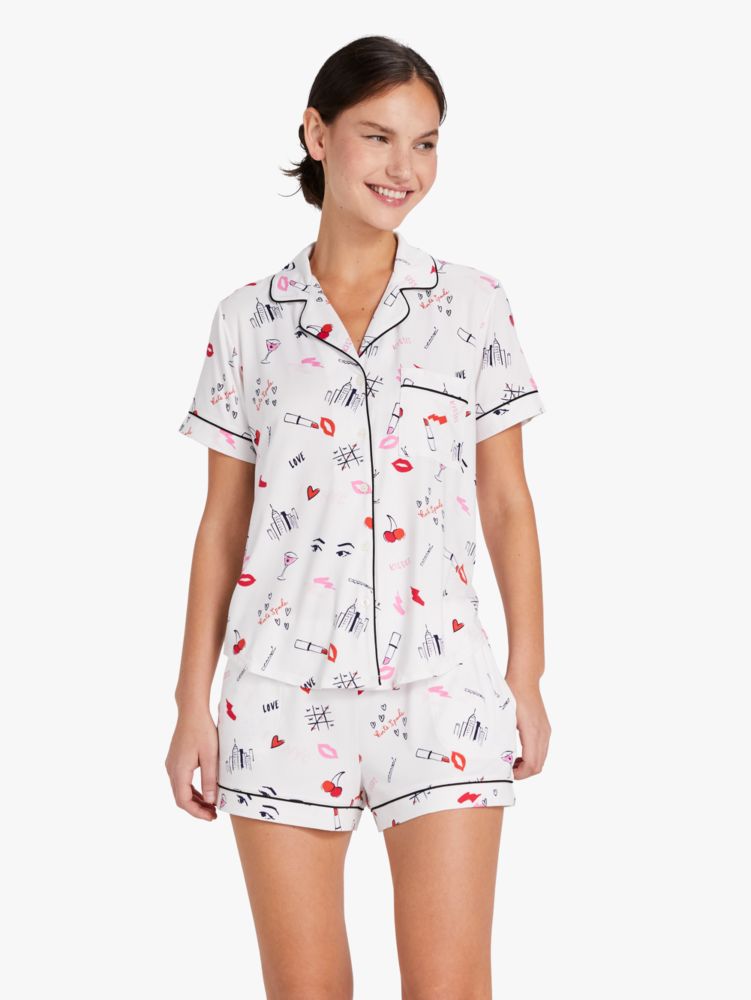 Heart Print Jersey PJ Short Set