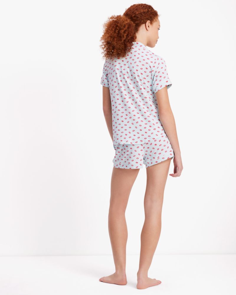 Kate Spade,Short PJ Set,Blue Glow Lips