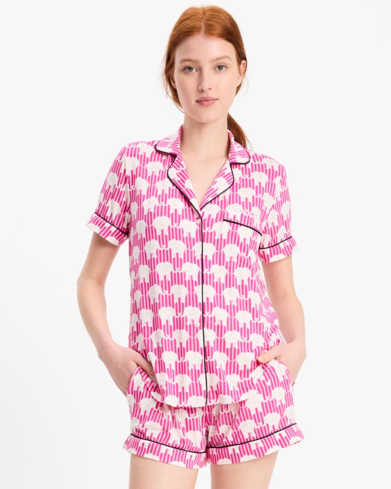 Kate Spade,Elephant Stripe Short Pj Set,