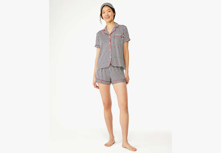 Kate Spade,Strawberry Stripe Pajama Set,Polyester,Strawberry Stripe image number 0