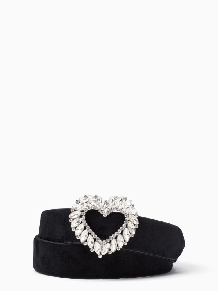 Kate Spade,stone heart belt,Black / Glitter