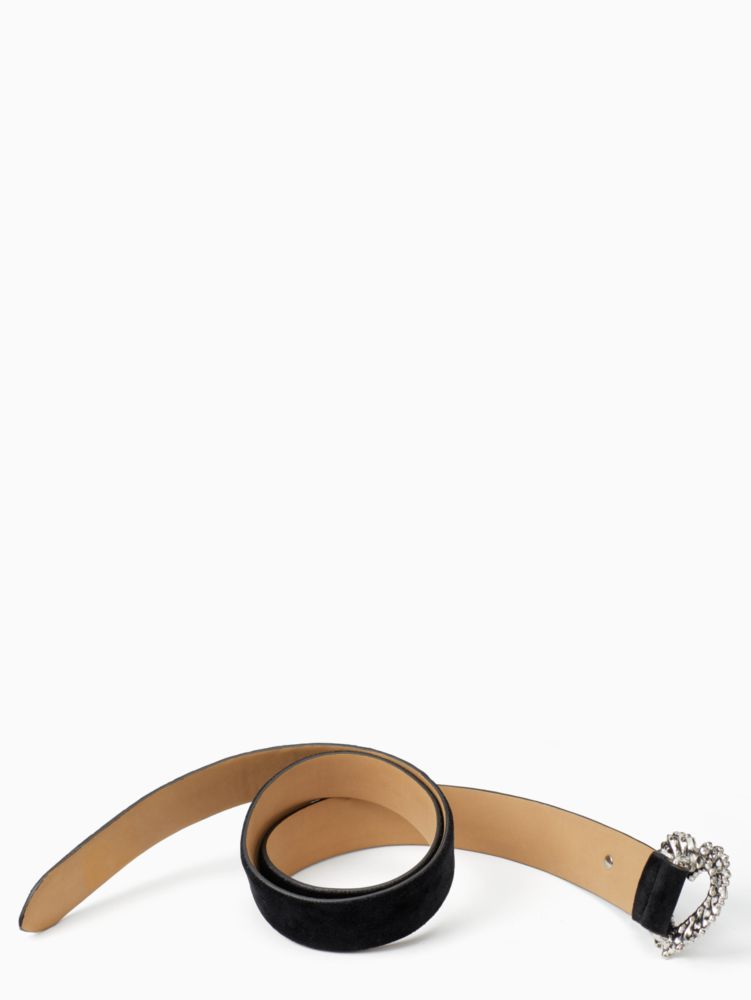 Kate Spade,stone heart belt,Black / Glitter