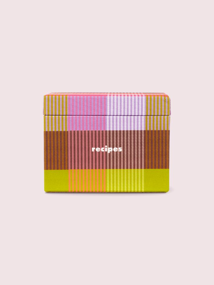 Kate Spade,rainbow plaid recipe box,kitchen & dining,Multi