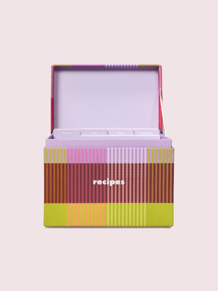 Kate Spade,rainbow plaid recipe box,kitchen & dining,Multi