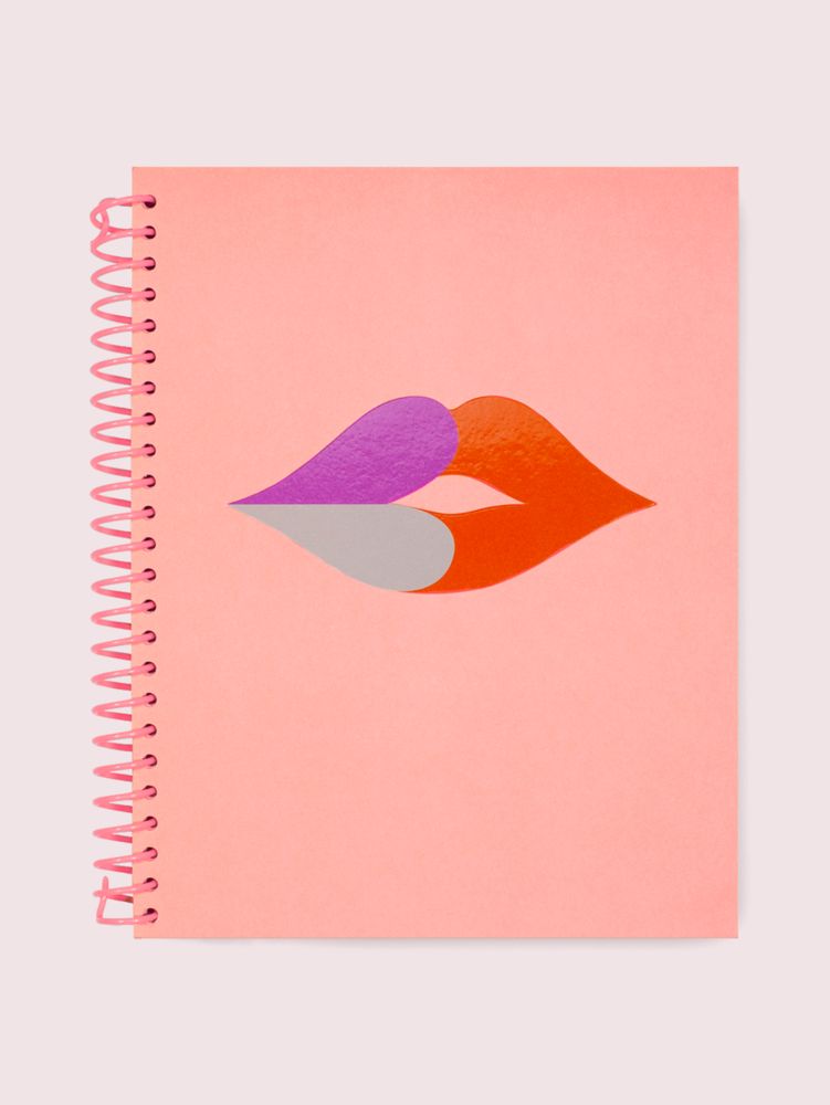 Kate Spade,heart lips spiral notebook,office accessories,Quartz Pink