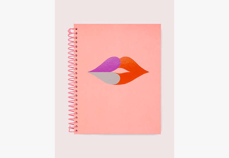 Kate Spade,heart lips spiral notebook,office accessories,Quartz Pink