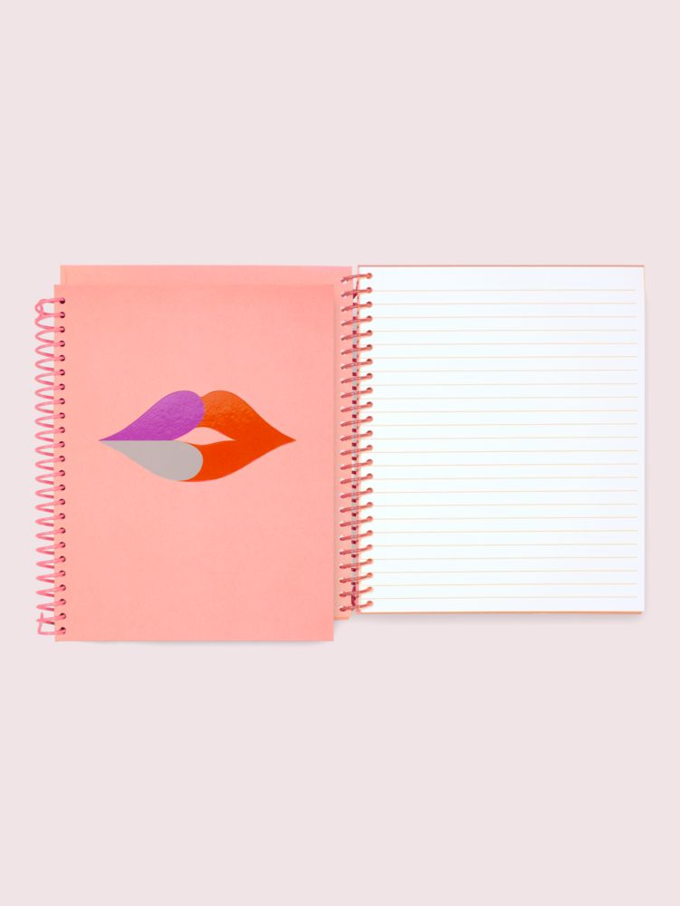 Kate Spade,heart lips spiral notebook,office accessories,Quartz Pink