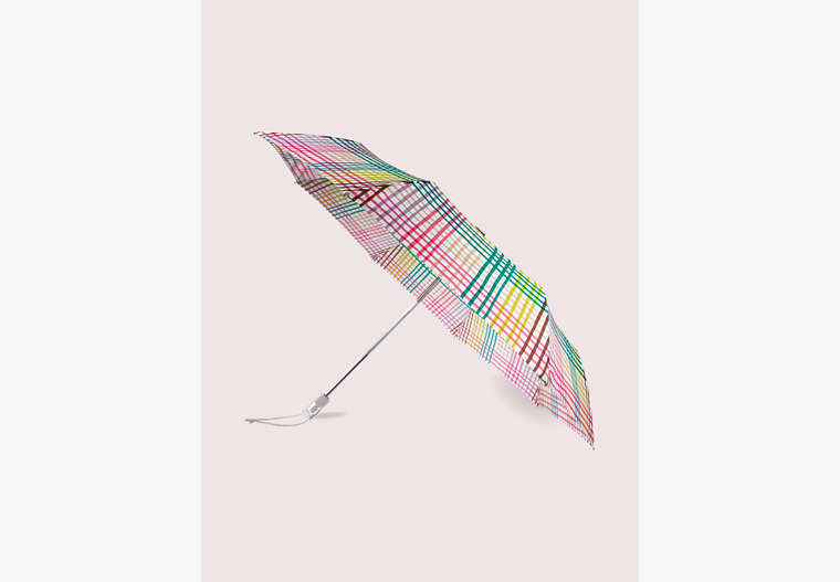 Kate Spade,rainbow gingham travel umbrella,travel accessories,Multi