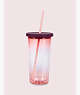 Kate Spade,pink ombré tumbler with straw,kitchen & dining,Pomegranate