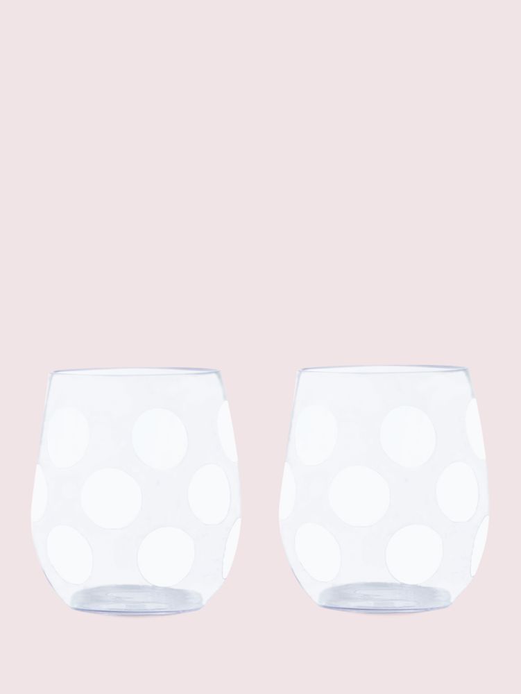 Kate Spade,Jumbo Dot Stemless Wine Glass Set,