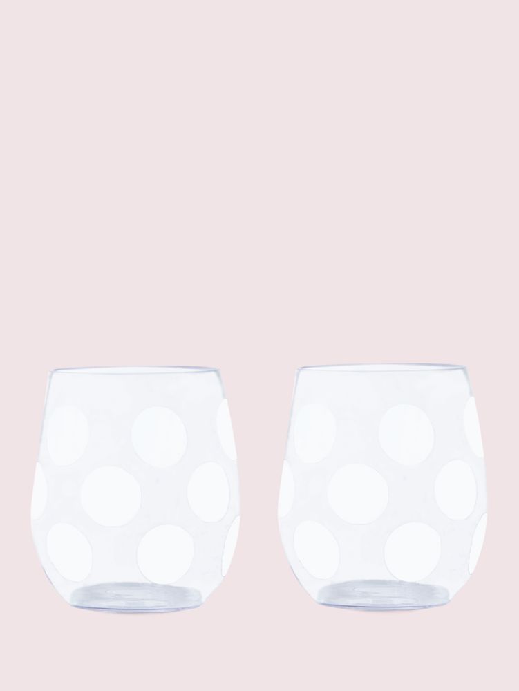 kate spade new york Larabee Dot Stemless Red Wine Glasses, Set of