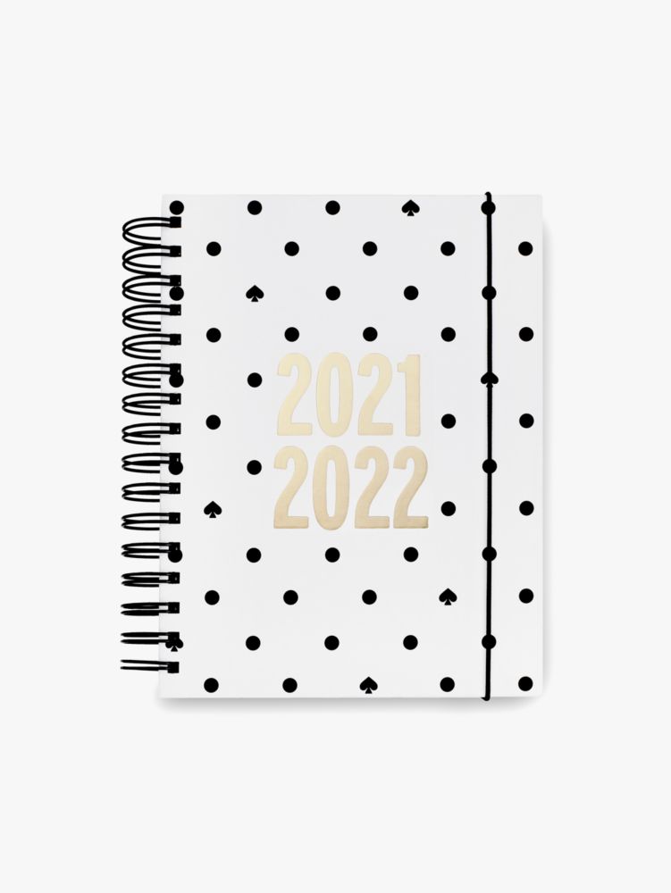 Kate Spade,black spade dot large 17-month planner,office accessories,Black