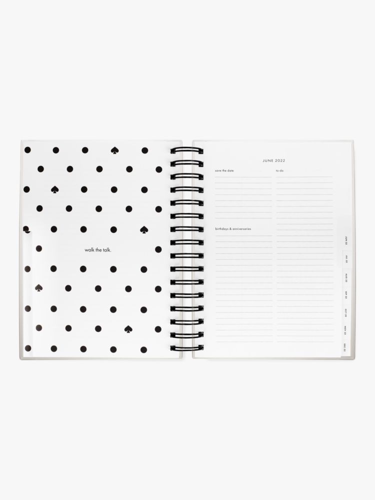 Kate Spade,black spade dot large 17-month planner,office accessories,Black