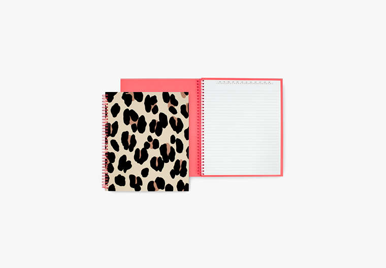Kate Spade,forest feline large spiral notebook,office accessories,Black