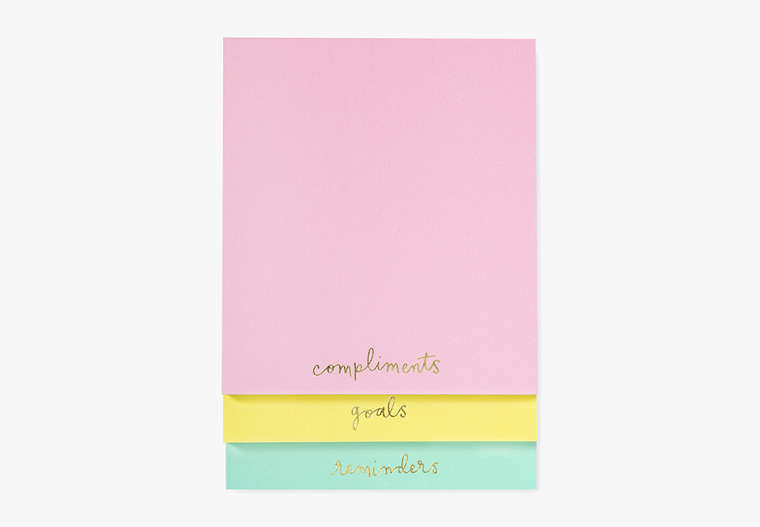 Kate Spade,compliments, goals, reminders stacked notepad,office accessories,Multi