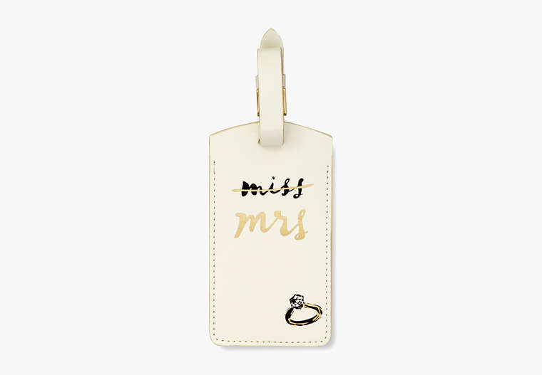 Kate Spade,miss to mrs luggage tag,travel accessories,Parchment image number 0