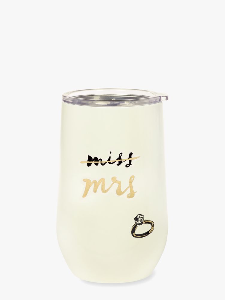 Kate Spade,miss to mrs stemless wine tumbler,kitchen & dining,Parchment