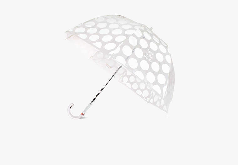 Kate Spade,head in the clouds jumbo dot clear umbrella,Clear/White